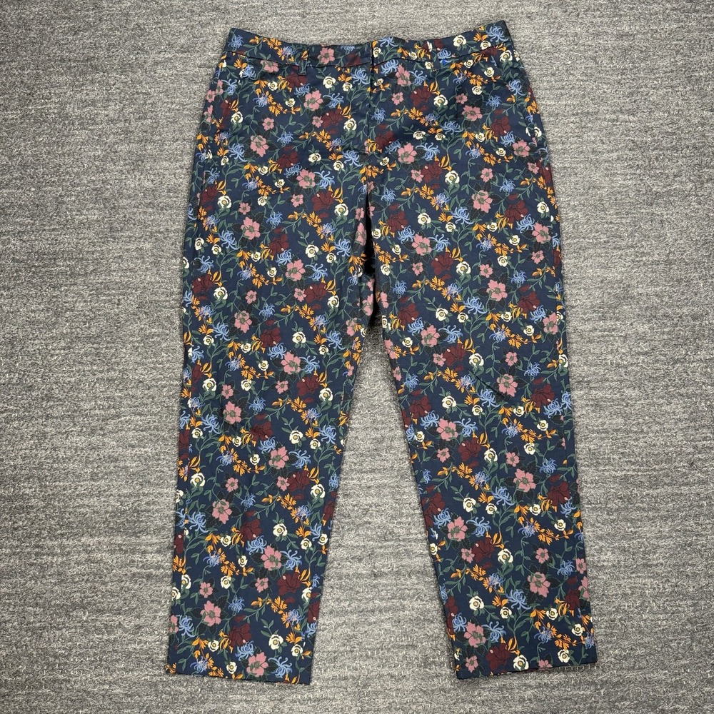 Wildfang Empower Slim Crop Pant Women 12  Floral Stretch Trousers Wildflower